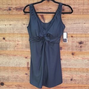Island Escape Macy's Black swim Dress 10 NWT